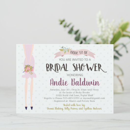 Bride Silhouette Brautdusche Einladung (Stehend Vorderseite)