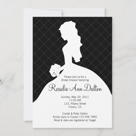Bride Silhouette - Brautparty Invitation (Schwarz) Einladung (Vorderseite)