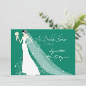 Bride Silhouette Wedding Dress Veil Bridal Einladu Einladung (Stehend Vorderseite)