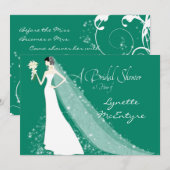 Bride Silhouette Wedding Dress Veil Bridal Einladu Einladung (Vorne/Hinten)