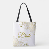 Bride Simple Elegante Wedding Tote Bag White Gold Tasche (Rückseite)