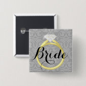 Bride Solitaire Ring Bridal Wedding Party Button (Vorne & Hinten)