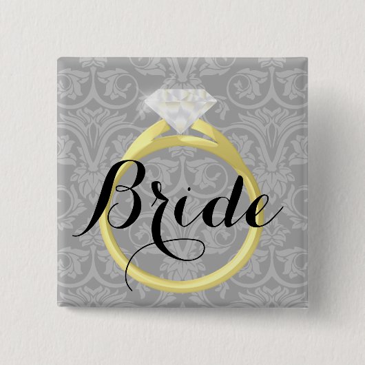 Bride Solitaire Ring Bridal Wedding Party Button (Vorderseite)