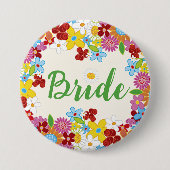 BRIDE Spring Flowers Garden Chic Wedname Tag Button (Vorderseite)
