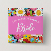 BRIDE Spring Flowers Garden Wedding Name Tag Button (Vorderseite)