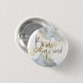 Bride Squad Blue Ombre Wasserfarben Gold Splashes Button (Vorne & Hinten)