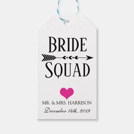 BRIDE SQUAD BRAUTPARTY GIFT TAG GESCHENKANHÄNGER (Vorderseite)