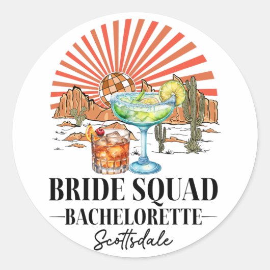Bride Squad Bridesmaid Bride Scottsdale Bacheloret Runder Aufkleber (Vorderseite)