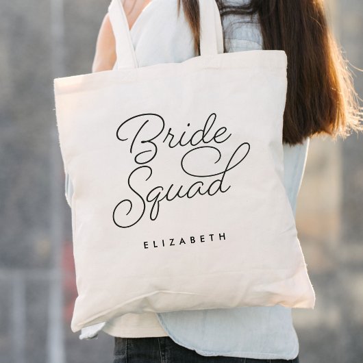 Bride Squad Bridesmaid Calligraphy Wedding Tragetasche
