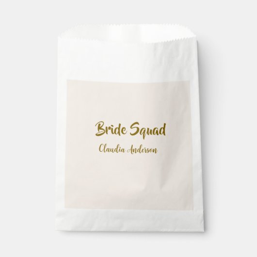 Bride squad bridesmaid name golden orange wedding geschenktütchen (Vorderseite)