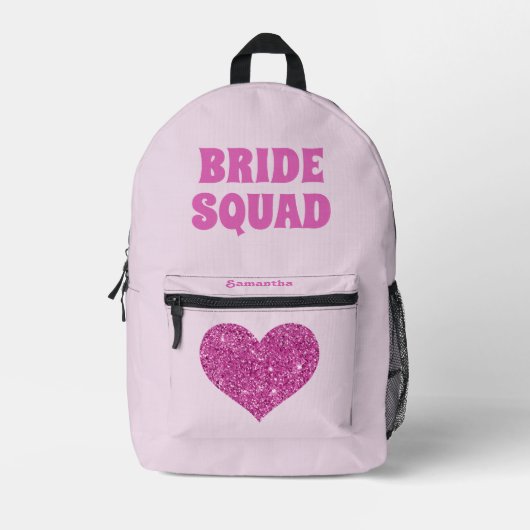 Bride Squad Bridesmaid Pink Bedruckter Rucksack (Vorderseite)