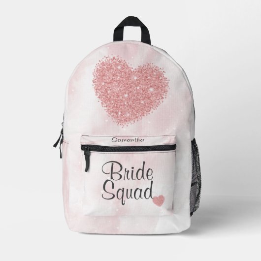 Bride Squad Bridesmaid Pink gedruckter Backpack Bedruckter Rucksack (Vorderseite)