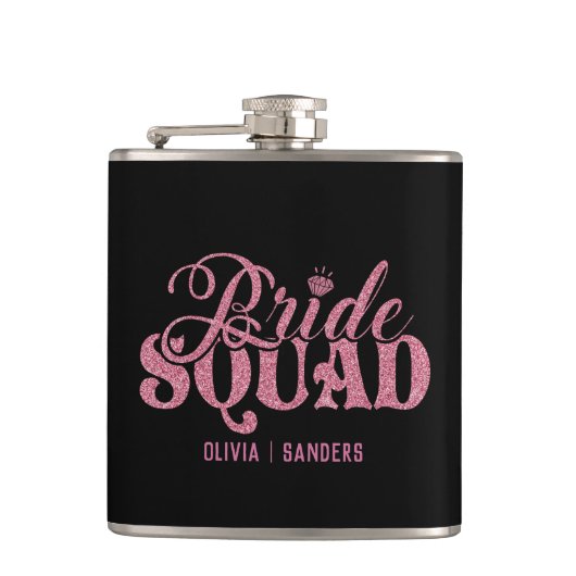 Bride Squad Bright Pink Flachmann (Vorderseite)