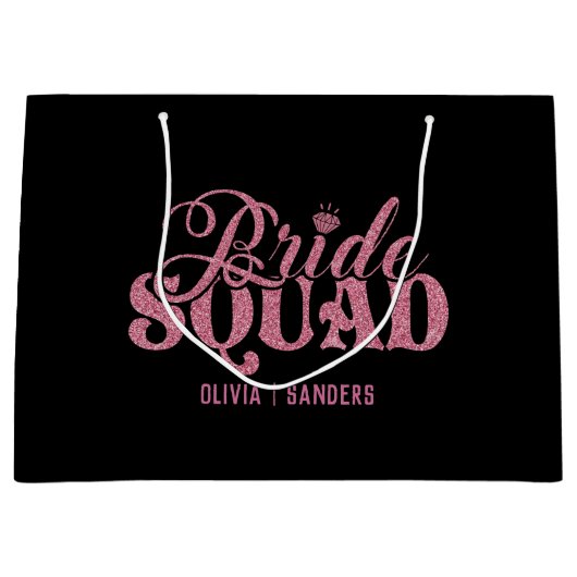 Bride Squad Bright Pink Große Geschenktüte (Vorderseite)