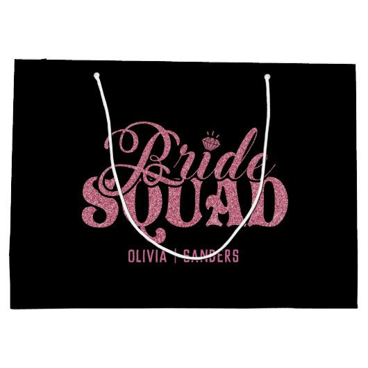 Bride Squad Bright Pink Große Geschenktüte (Rückseite)