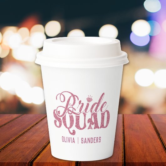 Bride Squad Bright Pink Pappbecher