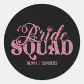 Bride Squad Bright Pink Runder Aufkleber (Vorderseite)