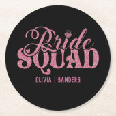 Bride Squad Bright Pink Runder Pappuntersetzer (Vorderseite)