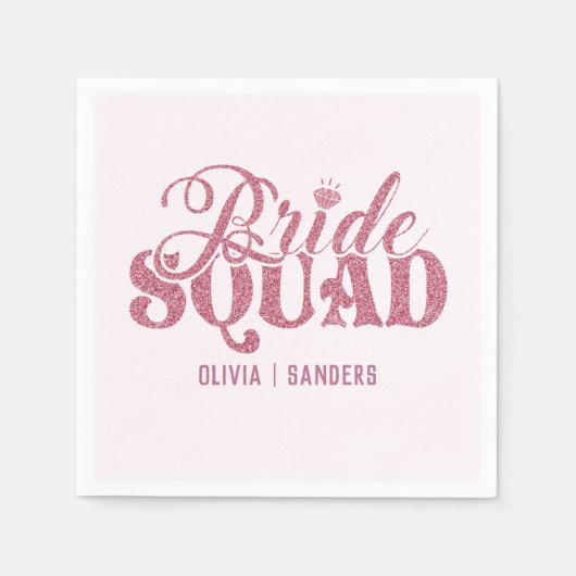 Bride Squad Bright Pink Serviette (Vorderseite)