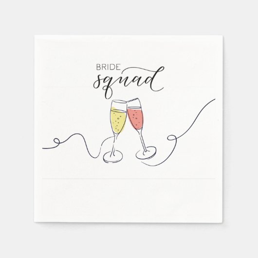 Bride Squad Champagne Toast Napkins Serviette (Vorderseite)