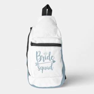 BRIDE SQUAD Dusty Blue White Crossbody Bag