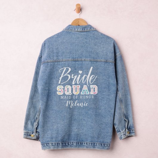 Bride Squad Fun Varsity Wedding Party Individuelle Jeansjacke (Hangar)