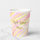 Bride squad golden pastel pink colorful glitter br pappbecher (Rückseite)