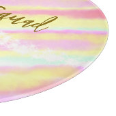 Bride squad golden pastel pink colorful glitter br schneidebrett (Ecke)