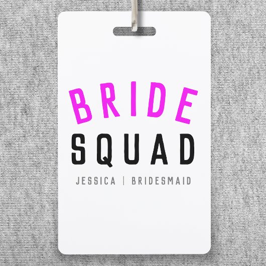 Bride Squad | Hot Pink Bachelorette Bridesmaid Ausweis