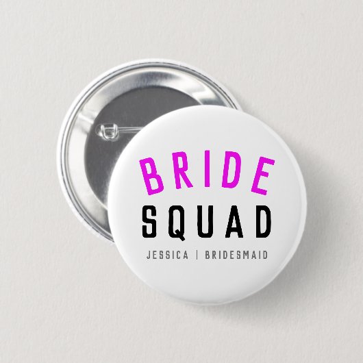 Bride Squad | Hot Pink Bachelorette Bridesmaid Button (Vorne & Hinten)