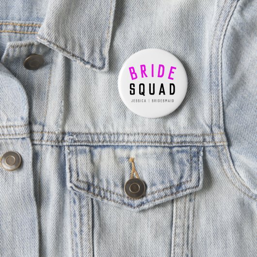 Bride Squad | Hot Pink Bachelorette Bridesmaid Button (Beispiel)