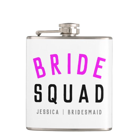 Bride Squad | Hot Pink Bachelorette Bridesmaid Flachmann (Vorderseite)