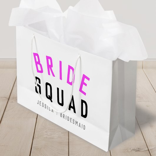 Bride Squad | Hot Pink Bachelorette Bridesmaid Große Geschenktüte