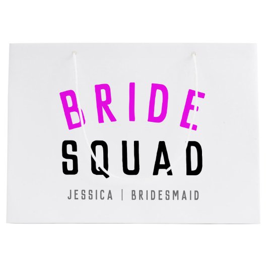 Bride Squad | Hot Pink Bachelorette Bridesmaid Große Geschenktüte (Vorderseite)