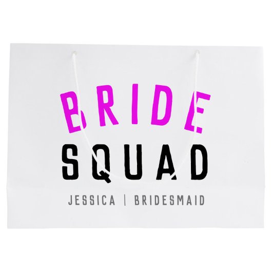 Bride Squad | Hot Pink Bachelorette Bridesmaid Große Geschenktüte (Rückseite)