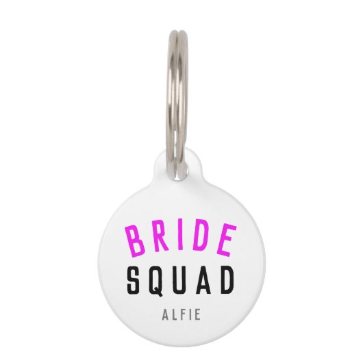 Bride Squad | Hot Pink Bachelorette Bridesmaid Haustiermarke (Vorderseite)
