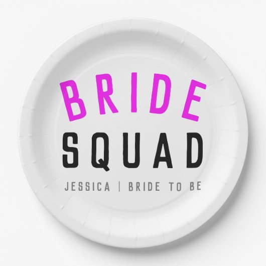 Bride Squad | Hot Pink Bachelorette Bridesmaid Pappteller (Vorderseite)