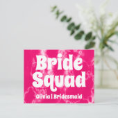 Bride Squad | Hot Pink Bachelorette Bridesmaid Postkarte (Stehend Vorderseite)