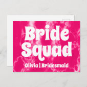 Bride Squad | Hot Pink Bachelorette Bridesmaid Postkarte (Vorne/Hinten)