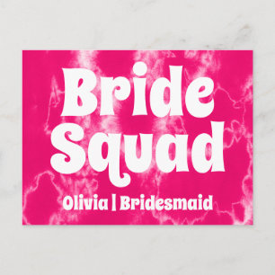 Bride Squad Hot Pink Bachelorette Bridesmaid Postkarte