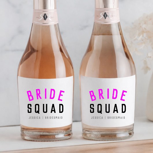 Bride Squad | Hot Pink Bachelorette Bridesmaid Schaumweinetikett