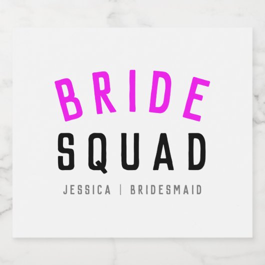 Bride Squad | Hot Pink Bachelorette Bridesmaid Schaumweinetikett (Einzelnes Label)