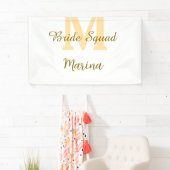 Bride squad monogram golden bridal shower simple banner (Insitu)