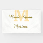 Bride squad monogram golden bridal shower simple  banner (Horizontal)
