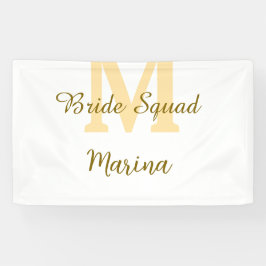 Bride squad monogram golden bridal shower simple  banner