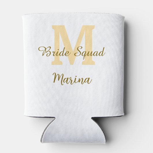 Bride squad monogram golden bridal shower simple dosenkühler (Rückseite)