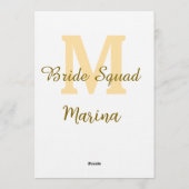 Bride squad monogram golden bridal shower simple  einladung (Rückseite)