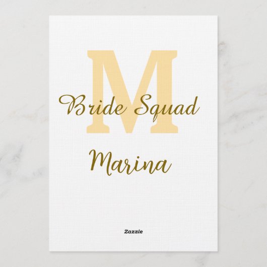 Bride squad monogram golden bridal shower simple  einladung (Rückseite)