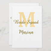 Bride squad monogram golden bridal shower simple  einladung (Vorne/Hinten)