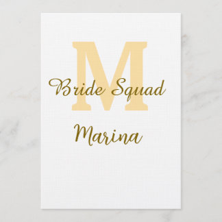 Bride squad monogram golden bridal shower simple einladung